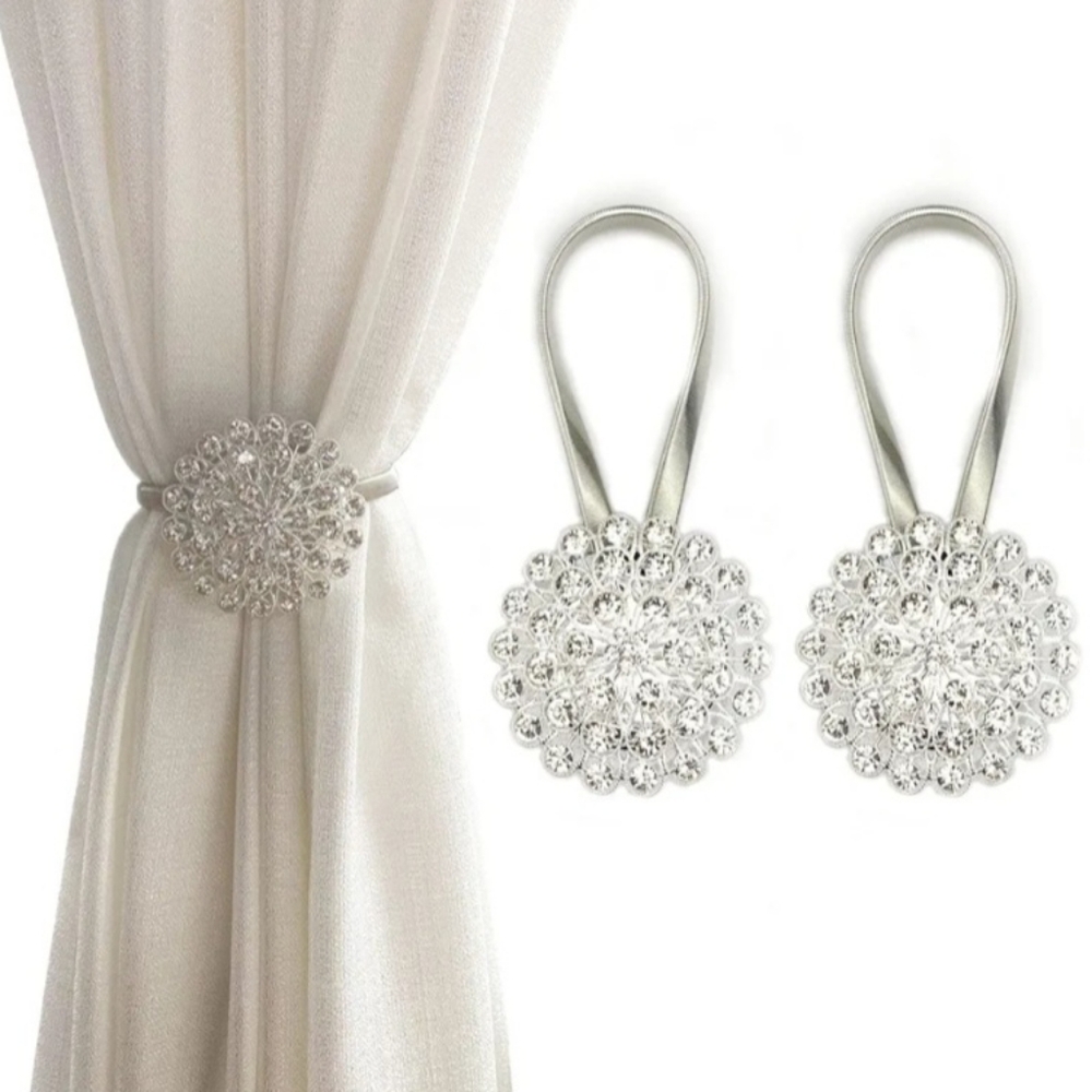 NEW Magnetic Tiebacks for Curtains, 4 Pack Sparkling Crystal Curtain Tiebacks